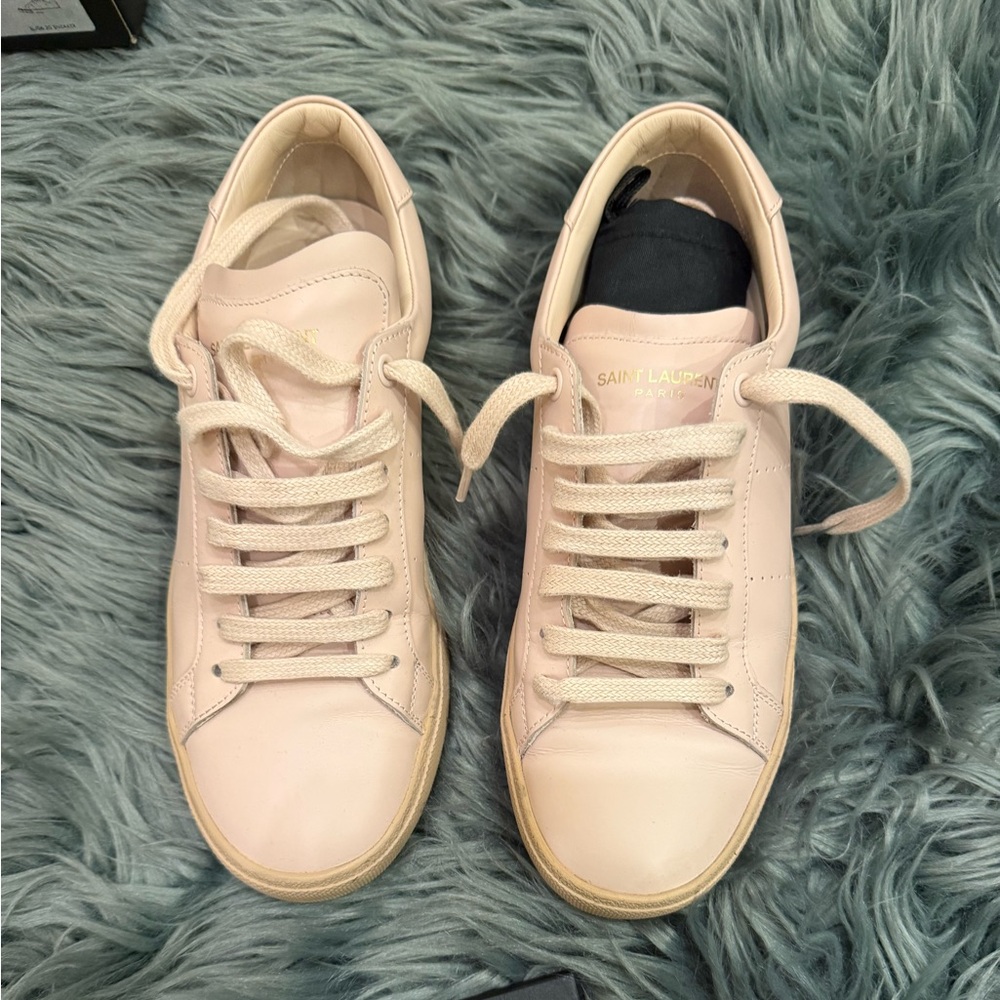 NEW Yves Saint Laurent Leather Alpha Sneakers - Size 38.5 (US 8) | Egg Shell